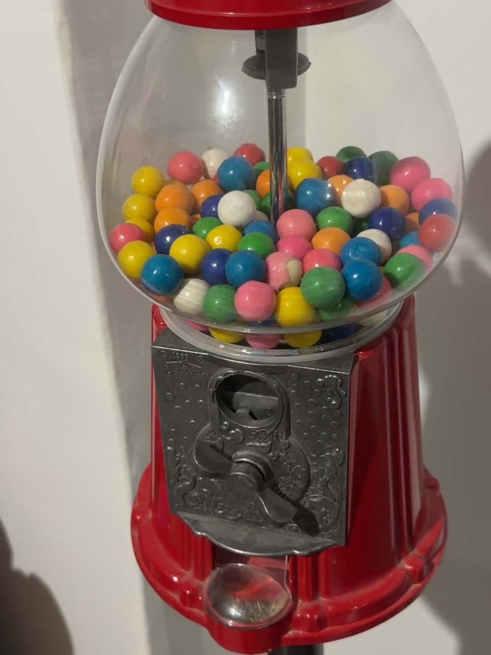 Red Kids Gumball Machine Toy with Multicolor Gumballs
